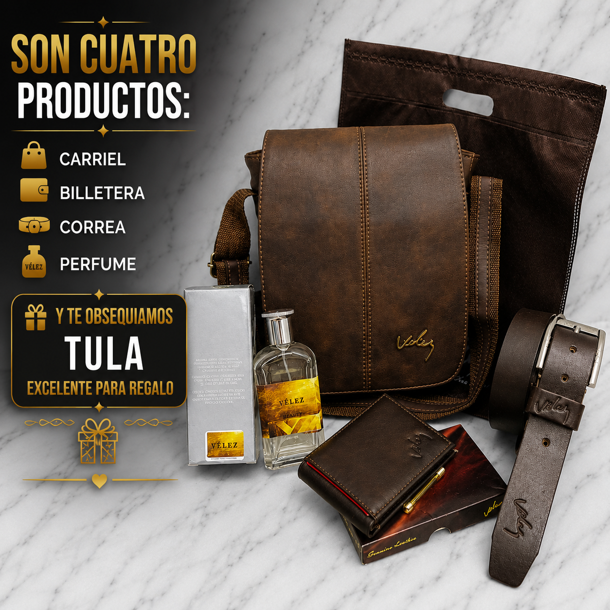 COMBO DE BOLSO  Y ACCESORIOS PARA HOMBRE  INCLUYE PERFUME!